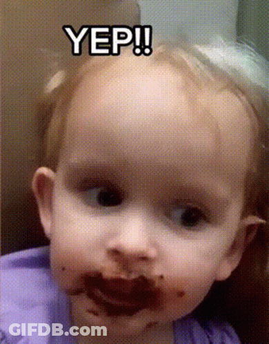 Baby With Chocolate Face Saying Yep GIF