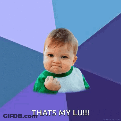 Baby With Fist In Air Saying That's My Lu GIF