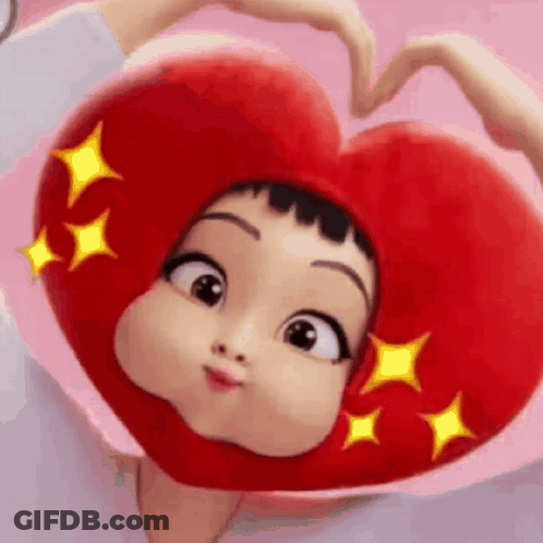 Baby With Heart Hat And Heart Hands GIF