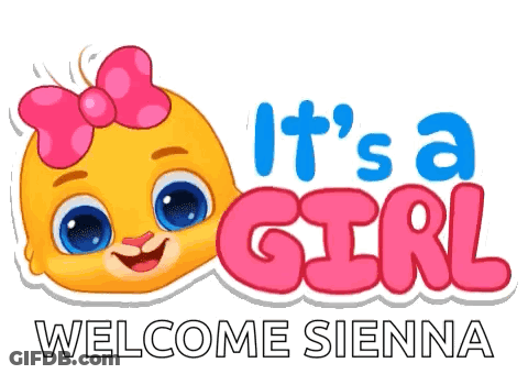 Baby With Pink Bow It's A Girl Welcome Sienna GIF