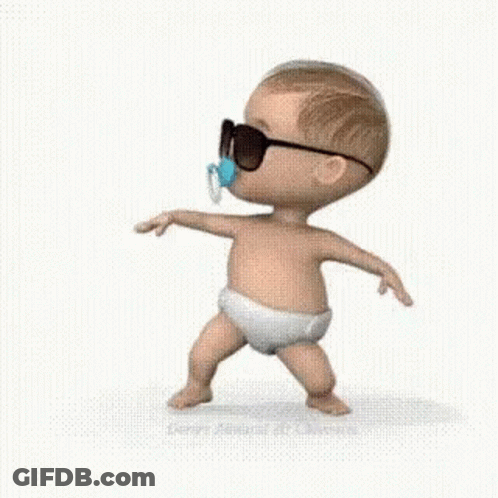 Baby With Sunglasses And Pacifier Walking GIF