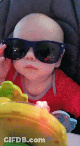 Baby With Sunglasses In Stroller GIF