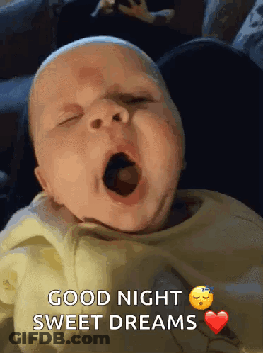 Baby Yawning Good Night Sweet Dreams GIF