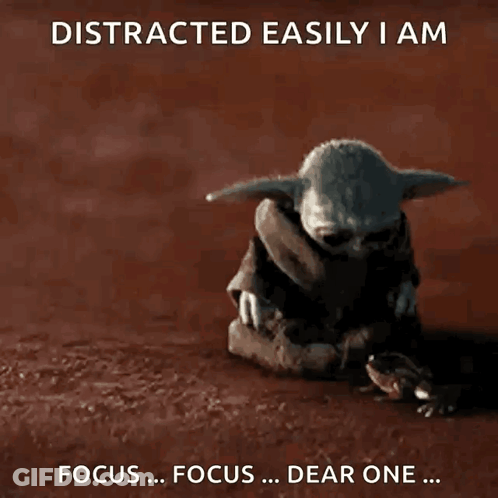 Baby Yoda And Frog Distracted Easily I Am GIF
