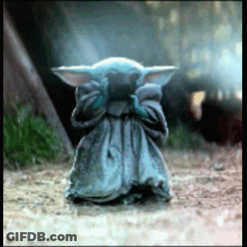 Baby Yoda Covering Eyes Standing GIF