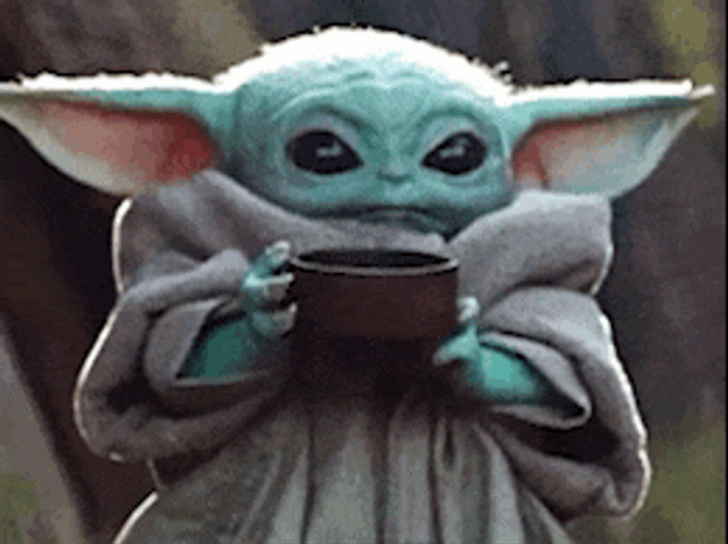 Baby Yoda Drink GIF
