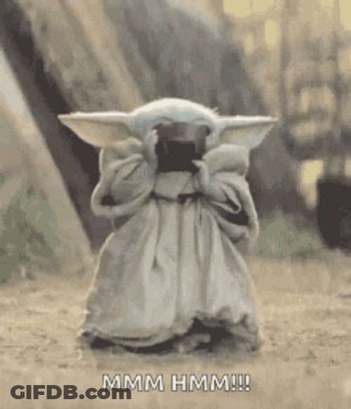 Baby Yoda Drinking Hmm GIF