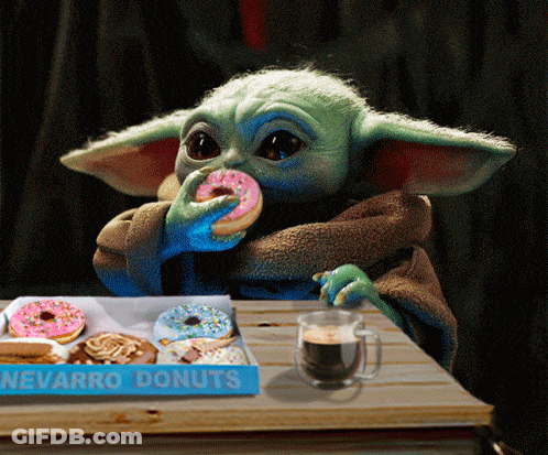 Baby Yoda Eating Donut GIF