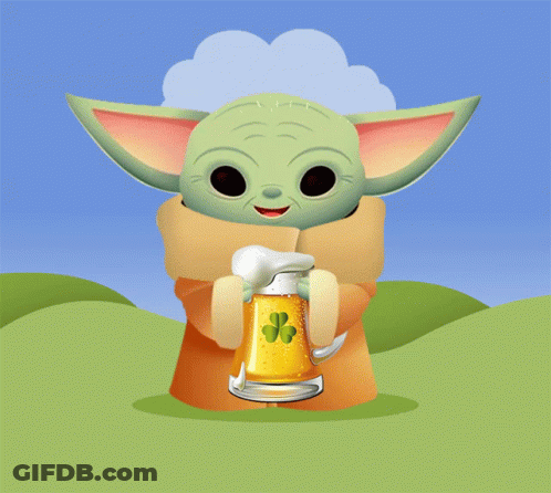 Baby Yoda Holding Beer Mug With Shamrock GIF