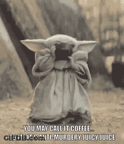 Baby Yoda Holding Coffee GIF