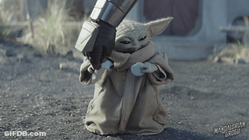 Baby Yoda Holding Grugu GIF