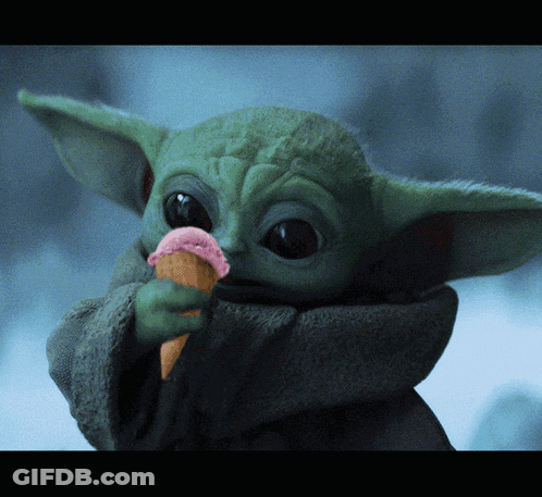 Baby Yoda Holding Ice Cream Cone GIF