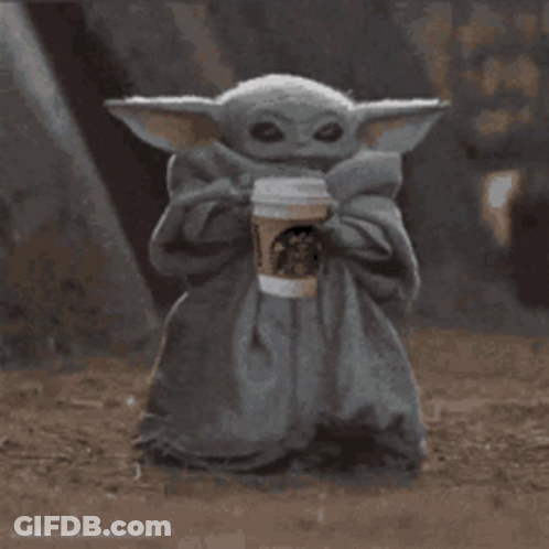 Baby Yoda Holding Starbucks Coffee GIF