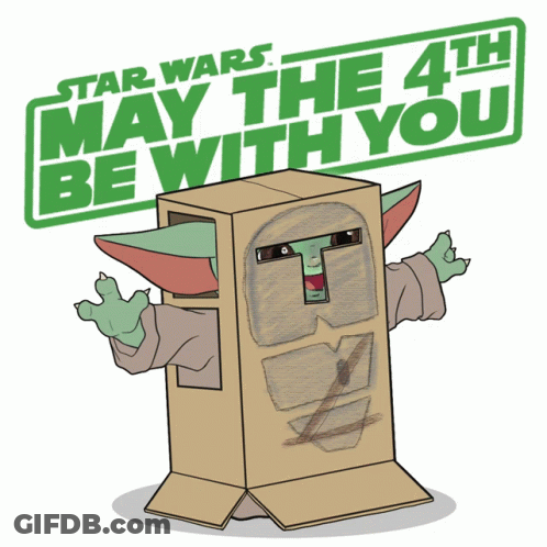 Baby Yoda In Cardboard Box With Star Wars May The 4Th GIF