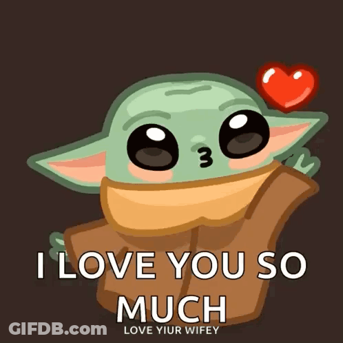 Baby Yoda Kissing Red Heart GIF