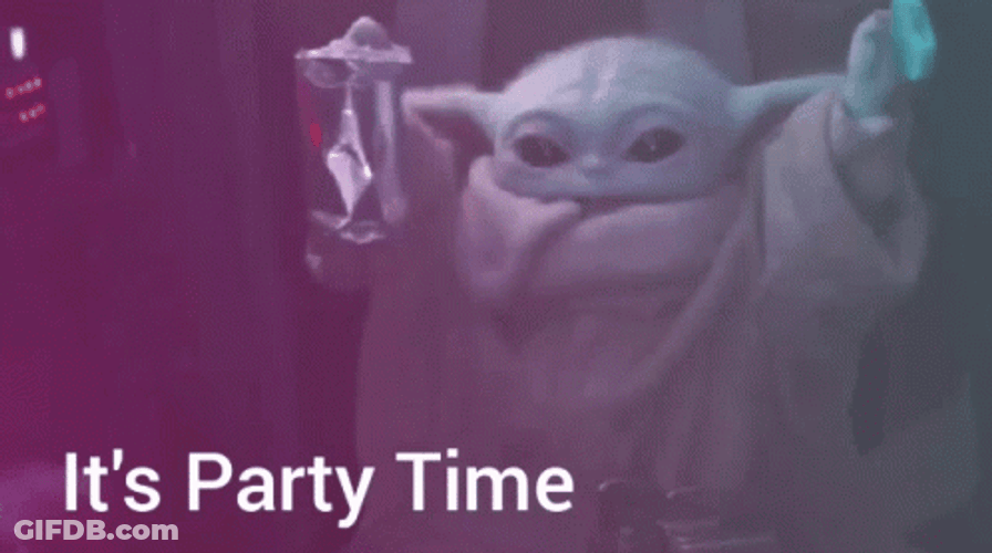 Baby Yoda Party Time GIF