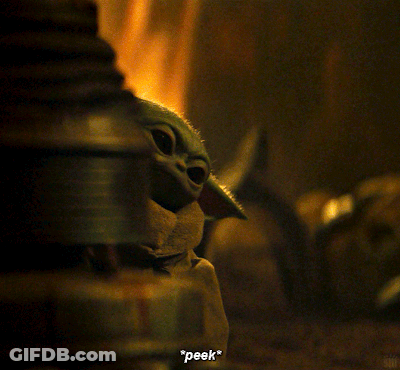 Baby Yoda Says Peek In Darkness GIF