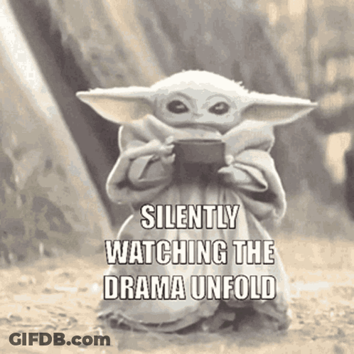 Baby Yoda Silently Watching The Drama Unfold GIF