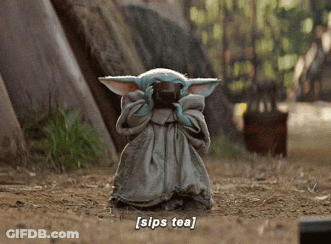 Baby Yoda Sips Tea GIF