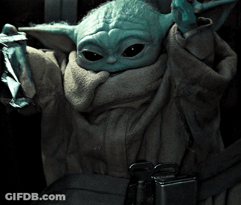 Baby Yoda Sitting In Car Holding Soda GIF