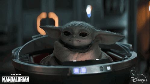 Baby Yoda Sitting In Metal Container GIF