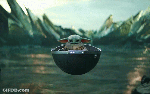 Baby Yoda Sitting Inside Black Ball GIF
