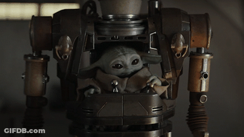 Baby Yoda Sitting On Robot No GIF