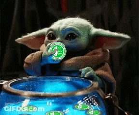 Baby Yoda Sitting With Green Coin GIF