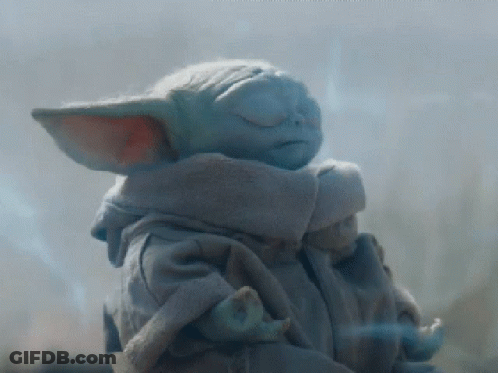 Baby Yoda Statue Eyes Closed GIF