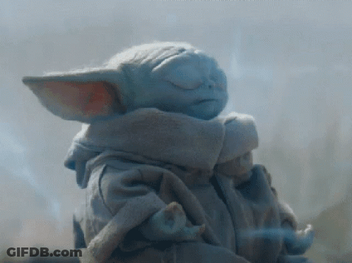 Baby Yoda Statue With Eyes Closed GIF
