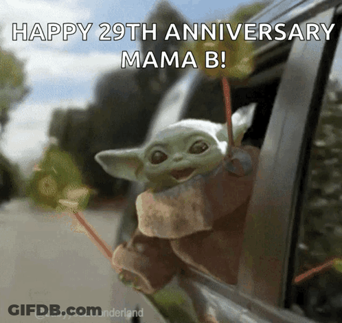 Baby Yoda Sticking Head Out Car Window GIF