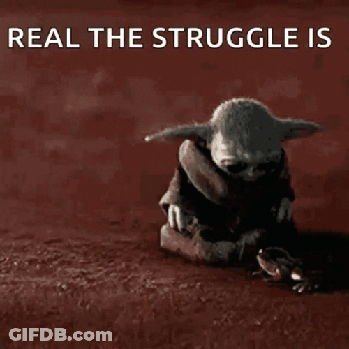 Baby Yoda Struggle Getting The Frog GIF