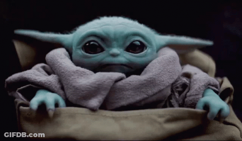 Baby Yoda Toy With Scarf GIF