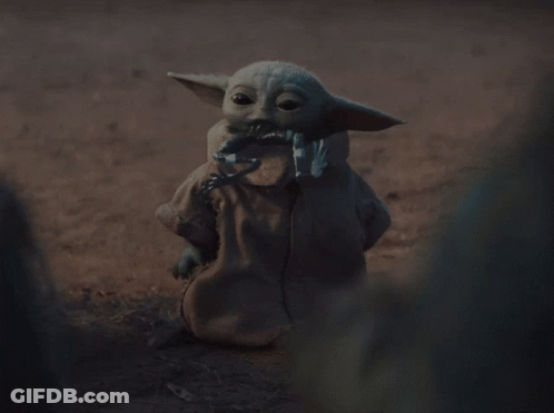 Baby Yoda With Frog In Mouth GIF