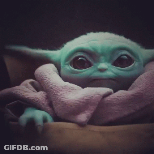 Baby Yoda With Pink Blanket Close Up GIF
