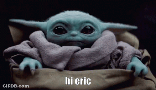 Baby Yoda Wrapped In Blanket Says Hi Eric GIF