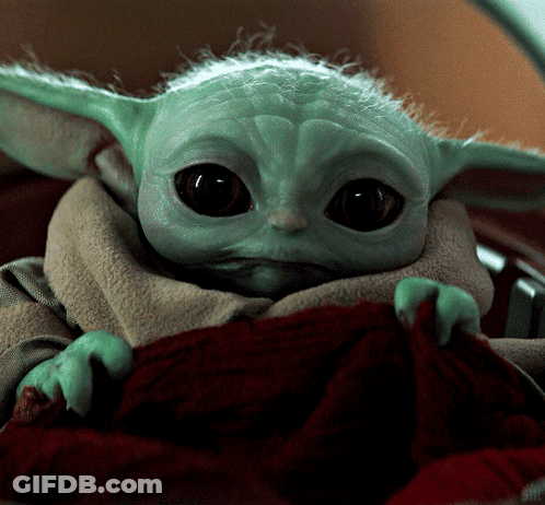 Baby Yoda Wrapped In Brown Blanket GIF