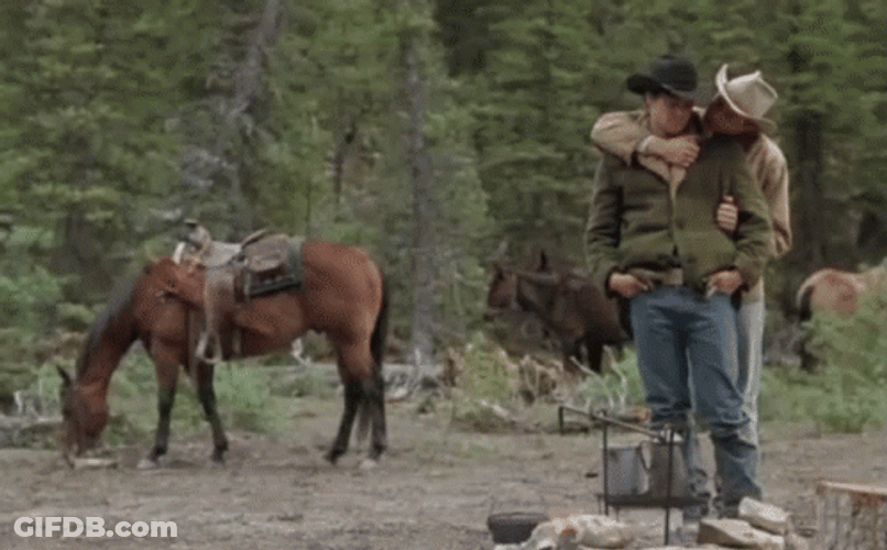 Back Hugging In A Bonfire Brokeback Mountain GIF