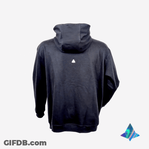 Back Of Black Hoodie With White Triangle GIF