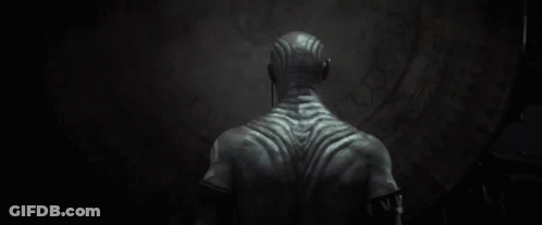 Back Of Man With Tattoo Saying W GIF