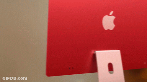 Back Of Red Apple Computer Monitor GIF