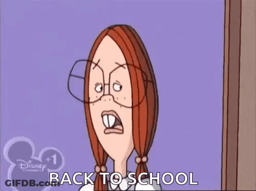 Back To School Girl With Computer And Papers GIF