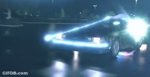 Back To The Future Car Driving Down Dark Street GIF