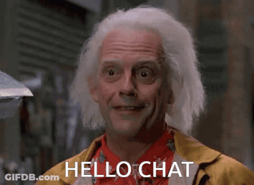 Back To The Future Doc Brown Smiling Says Hello Chat GIF
