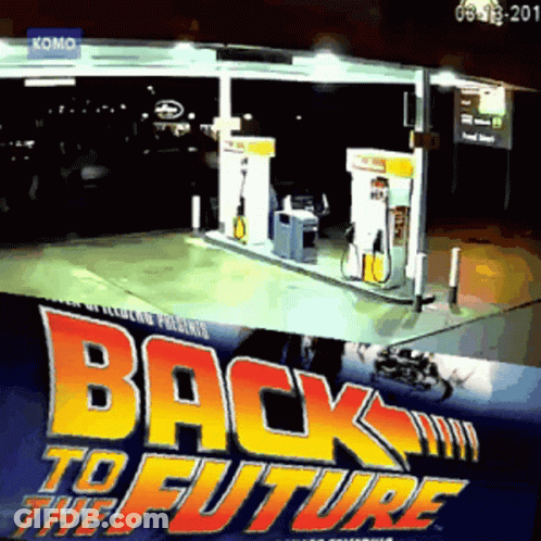 Back To The Future Poster Gas Station Night GIF