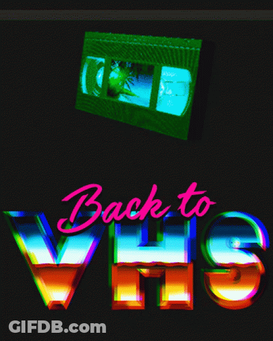 Back To VHS Sign With Green Cassette Tape GIF