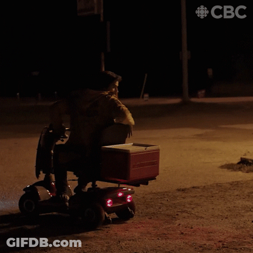 Backing Up Scooter Night Ride GIF