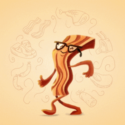 Bacon Meat Walked Happily And Peacefully GIF