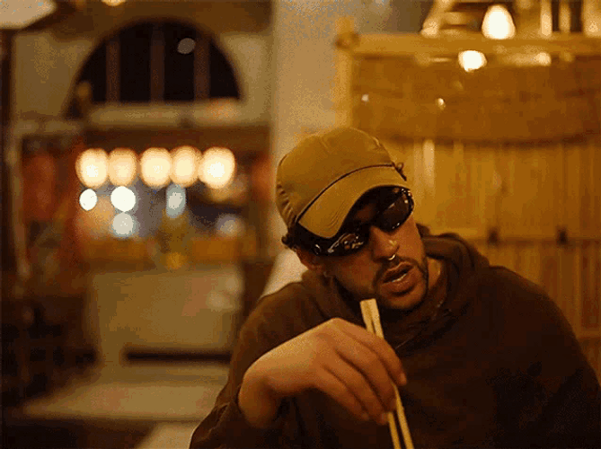 Bad Bunny Drinking Wine GIF