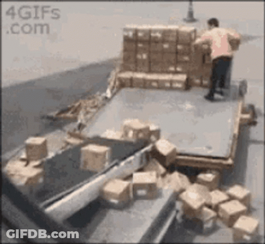 Bad Employee Throwing Amazon Boxes GIF